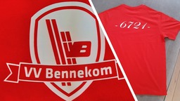T-shirt rood vvB logo  (katoen) Volwassenen XS tot 5XL 